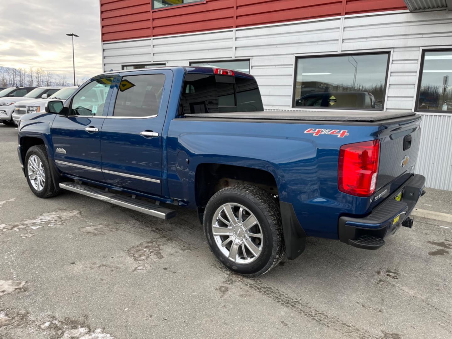 2017 Blue /black leather Chevrolet Silverado 1500 High Country Crew Cab Short Box 4WD (3GCUKTEJ2HG) with an 6.2L V8 OHV 16V engine, 6A transmission, located at 1960 Industrial Drive, Wasilla, 99654, (907) 274-2277, 61.573475, -149.400146 - Photo#2